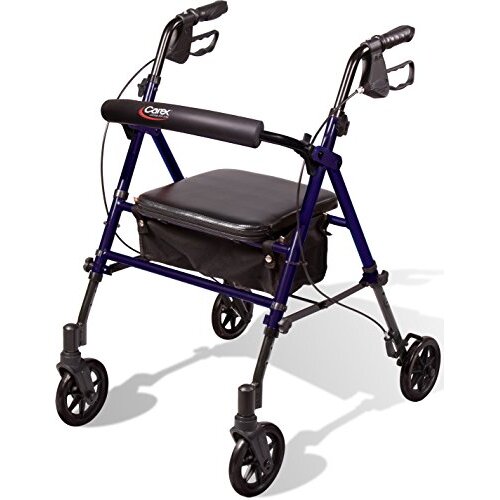 Carex Step N Rest Aluminum Rollator Walker With Seat - Rolling Walker For Seniors With Back Support, 6 Inch Wheels, 250lbs Support, Lightweight